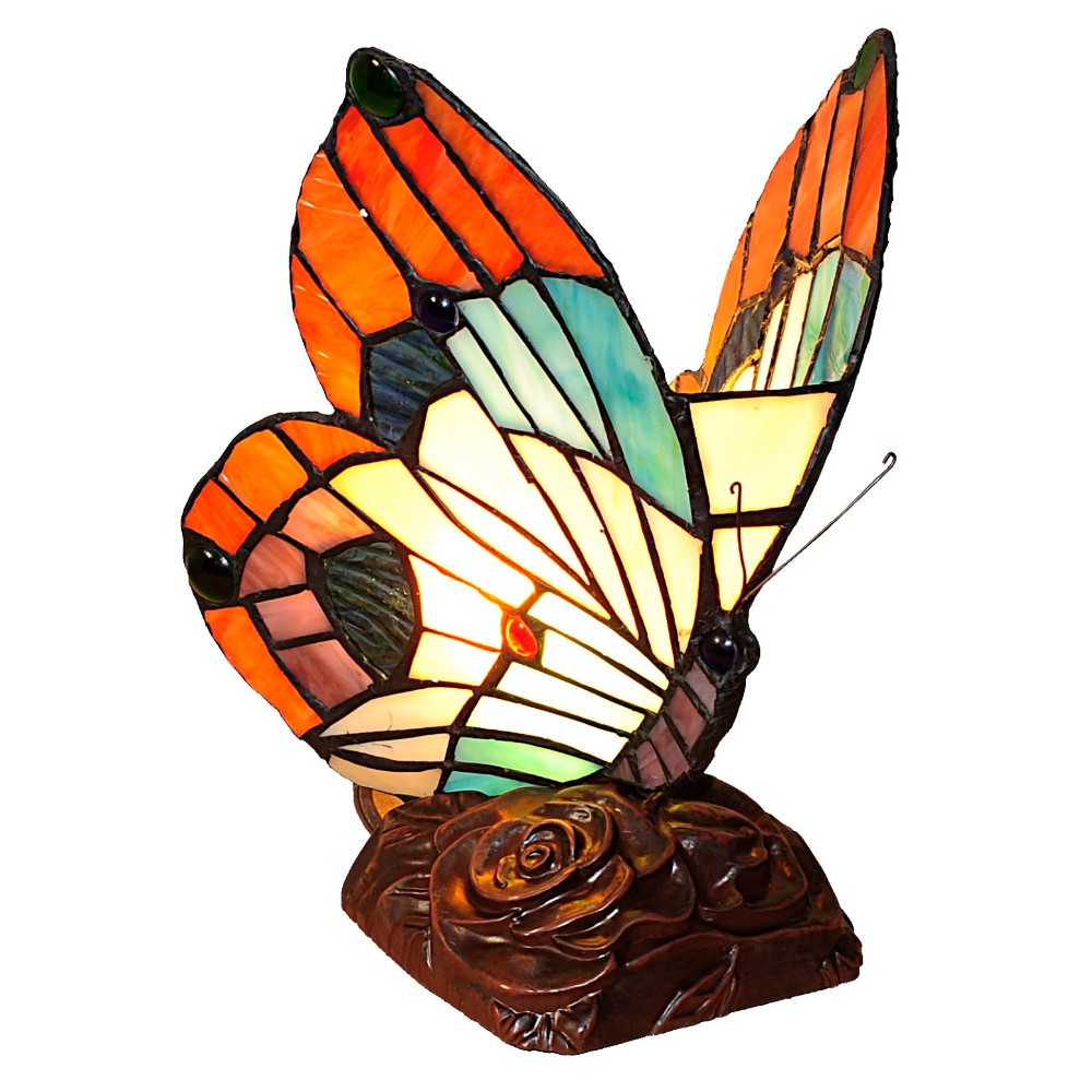 10 Inches Butterfly Accent Table Lamp with Molded Details, Multicolor