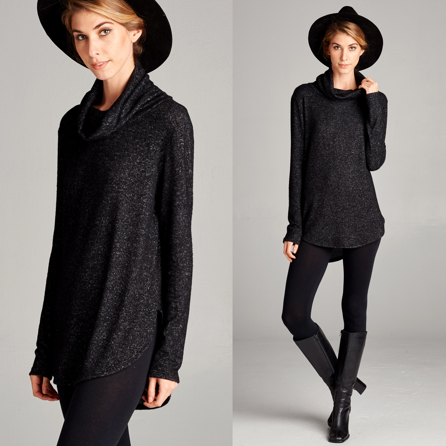 Long Sleeve Brushed Hacci Sweater - Black, Medium (8-10)