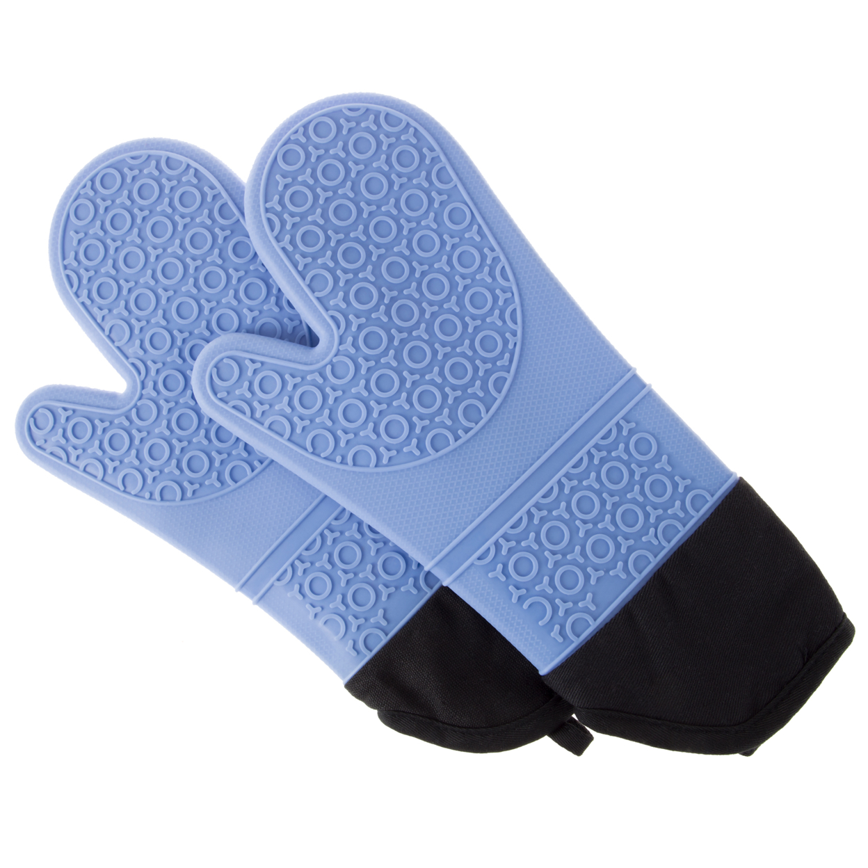 Silicone Oven Mits Extra Long Professional Quality Heat Resistant With Quilted Lining And 2-sided Textured Grip 1 Pair Blue
