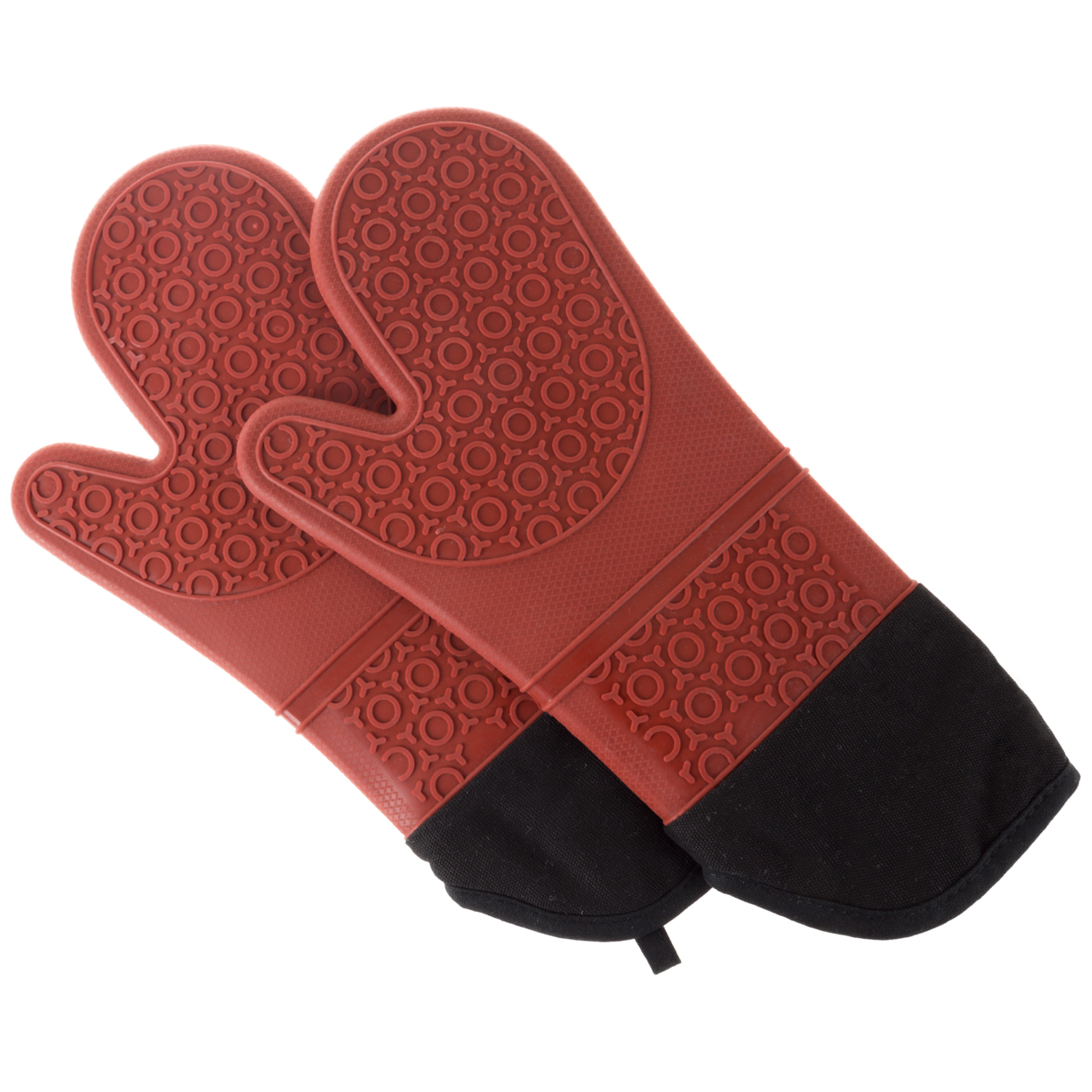 Silicone Oven Mits Extra Long Professional Quality Heat Resistant With Quilted Lining And 2-sided Textured Grip 1 Pair Dark Red