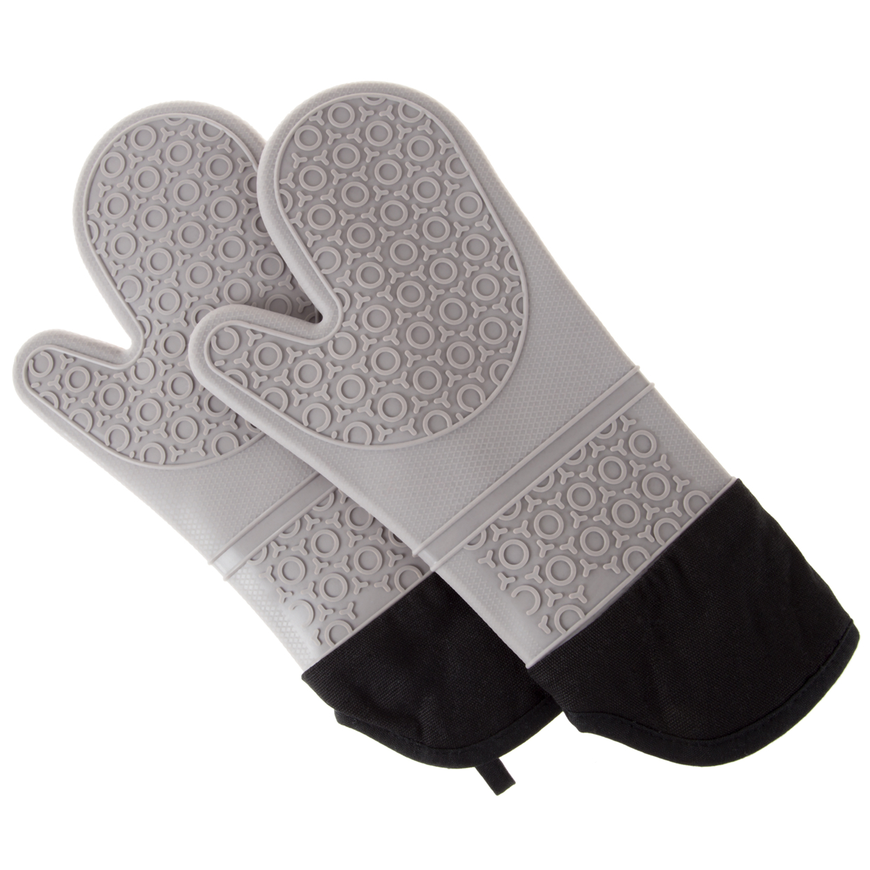 Silicone Oven Mits Extra Long Professional Quality Heat Resistant With Quilted Lining And 2-sided Textured Grip 1 Pair Gray