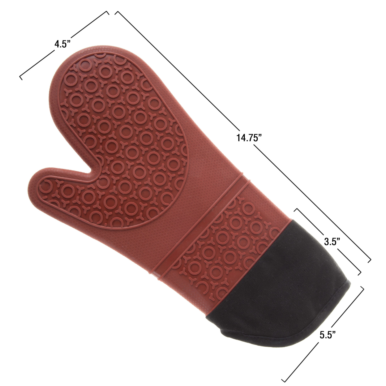 Silicone Oven Mits Extra Long Professional Quality Heat Resistant With Quilted Lining And 2-sided Textured Grip 1 Pair Dark Red