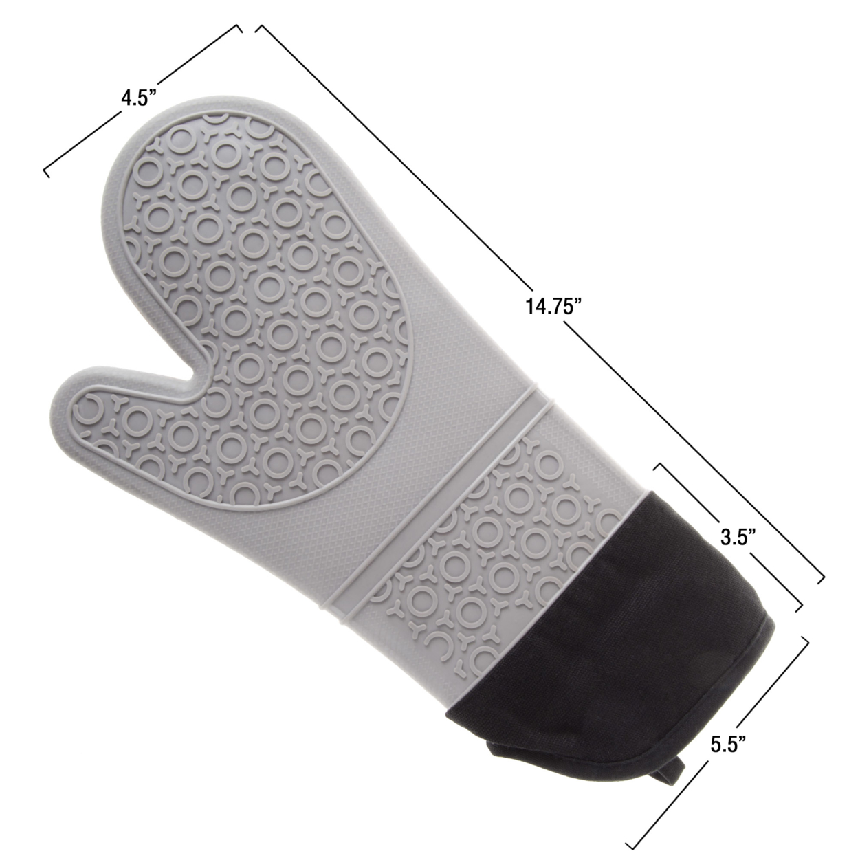 Silicone Oven Mits Extra Long Professional Quality Heat Resistant With Quilted Lining And 2-sided Textured Grip 1 Pair Gray