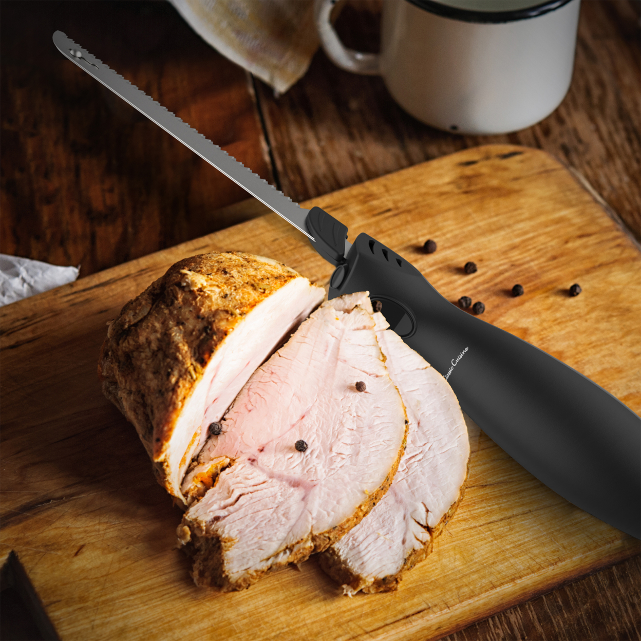 Electric Carving Knife Stainless Steel Blade Ham Turkey Bread Roast Slices Lightweight