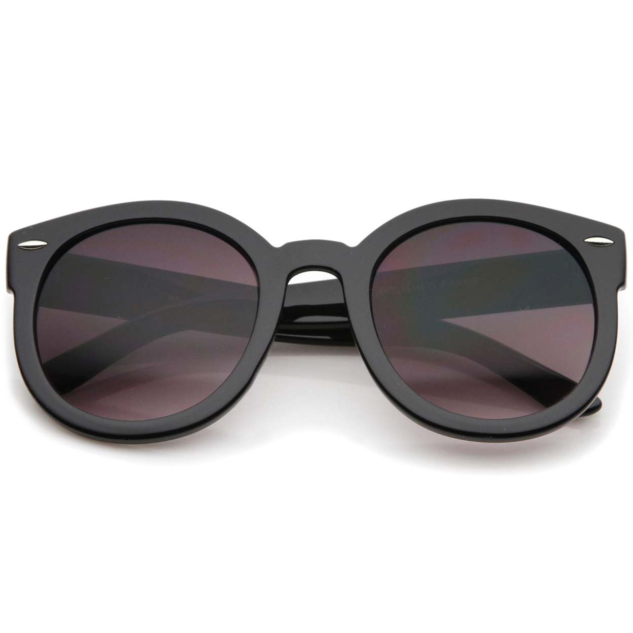 Women's Retro Oversize Horn Rimmed P3 Round Sunglasses 52mm - Black / Lavender