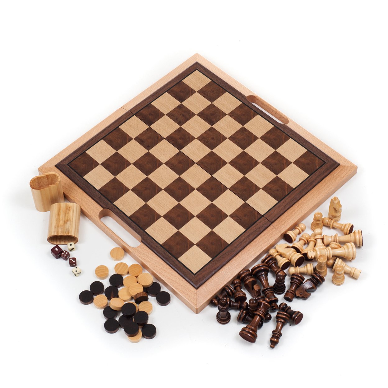 Deluxe Wooden 3-in-1 Chess, Backgammon & Checker Set