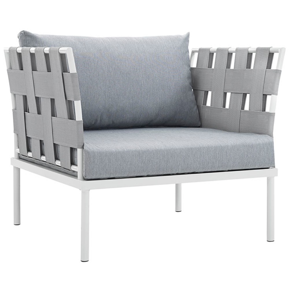 Harmony Outdoor Patio Aluminum Armchair, White Gray