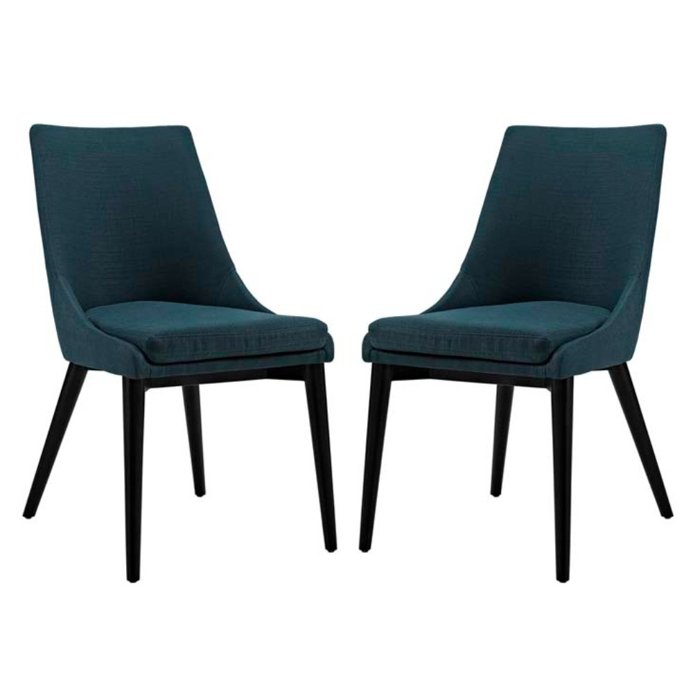 Viscount Set Of 2 Fabric Dining Side Chair, Azure