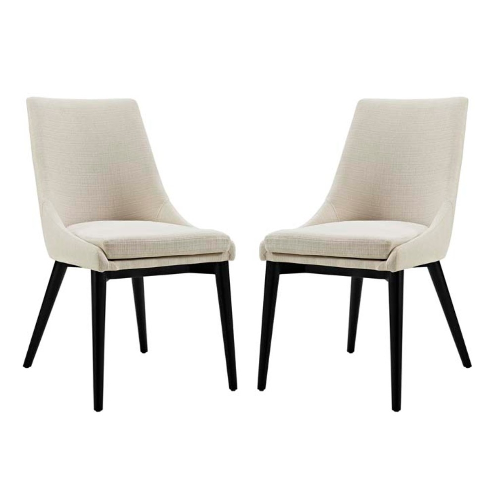 Viscount Set Of 2 Fabric Dining Side Chair, Beige