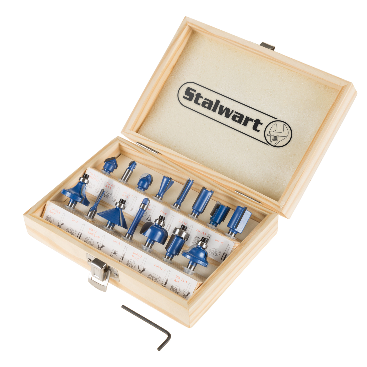 Router Bit Set- 15 Piece Kit With 1/4 Inch Shank And Wood Storage Case
