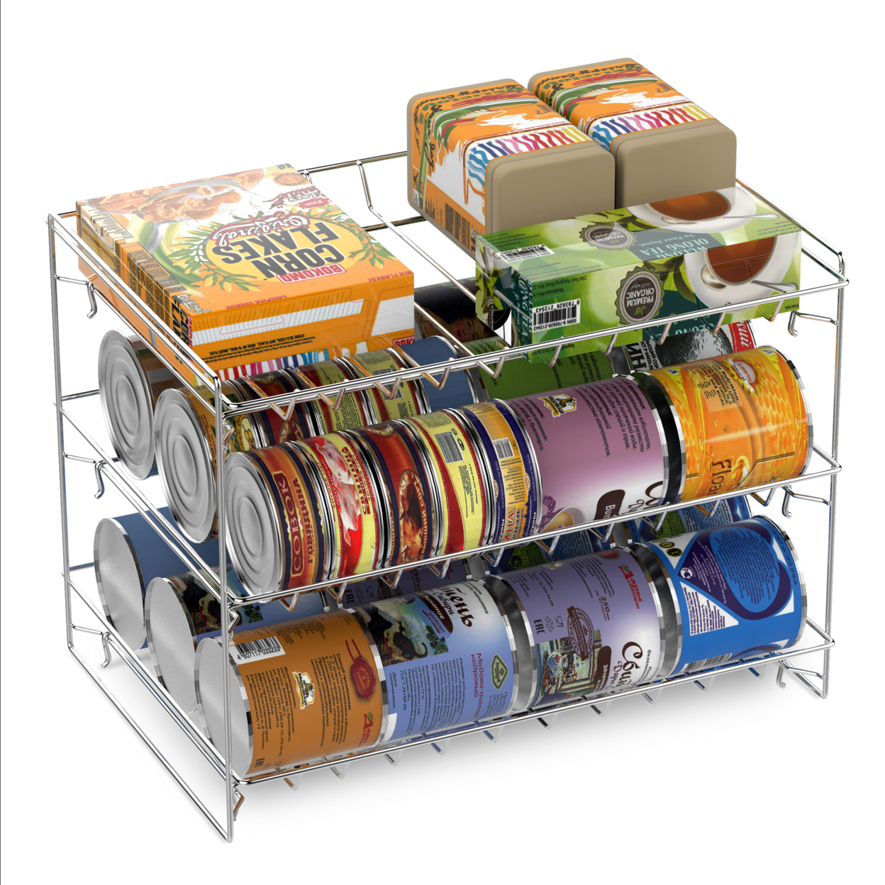 3 Tier Can Dispenser - Stackable Can Organizer Rack For Kitchen Pantry, Countertop, And Cabinets