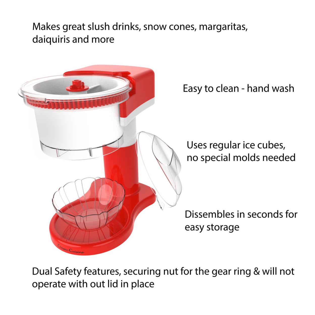 Shaved Ice Snow Cone Slushy Maker Use Ice Cubes Easy At Home Counter Top