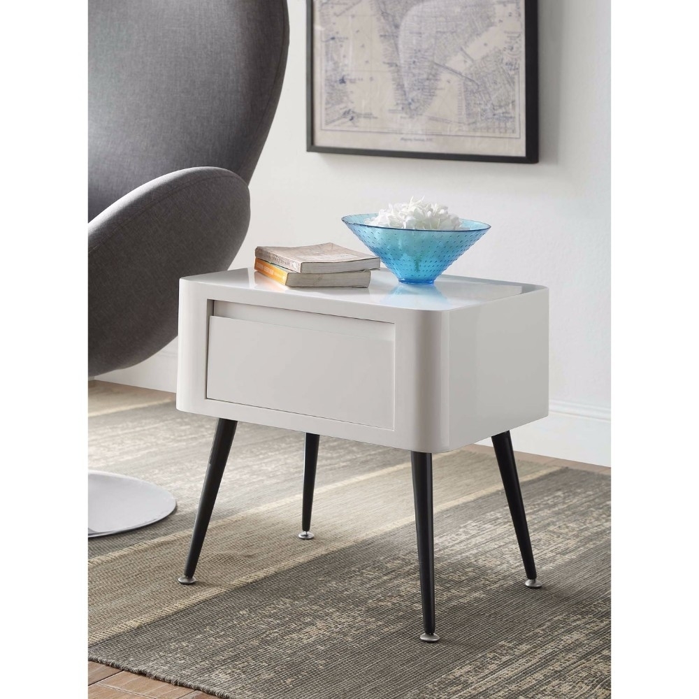 Black and White Side Table with Short Legs