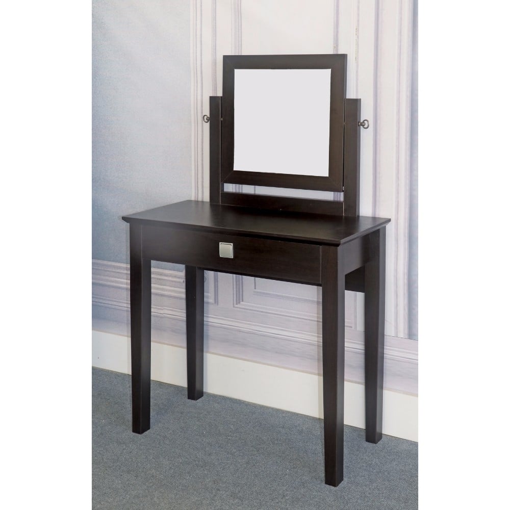 Compact Designed Dresser Table With Drawer, Dark Brown- Saltoro Sherpi