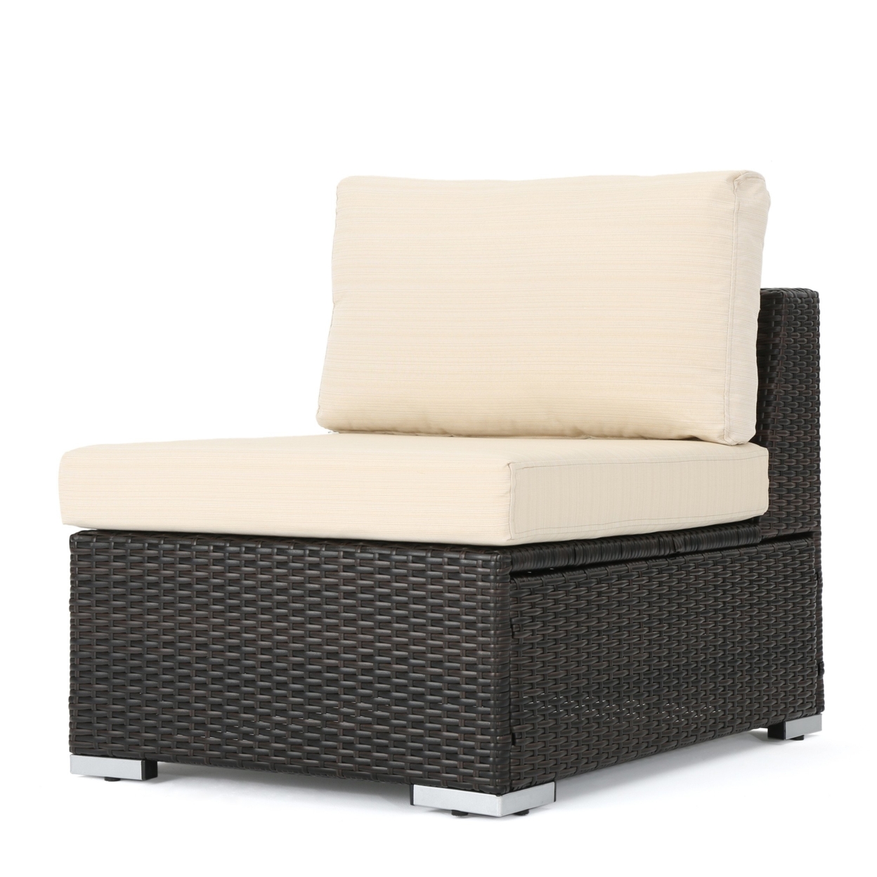 Francisco Outdoor Wicker Sectional Sofa Seat With Cushions - Multibrown/Beige
