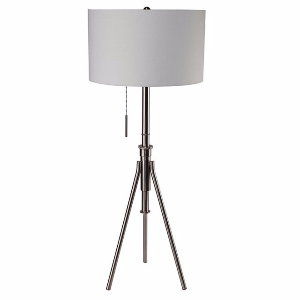 Zaya Contemporary Style Floor Lamp, Brushed Steel- Saltoro Sherpi