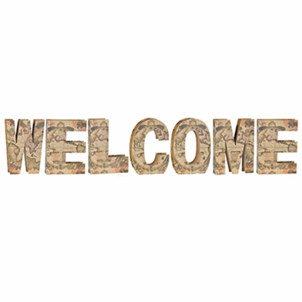 Pleasing MDF 'WELCOME' Mapped Accent, Multicolor , Set Of 7- Saltoro Sherpi