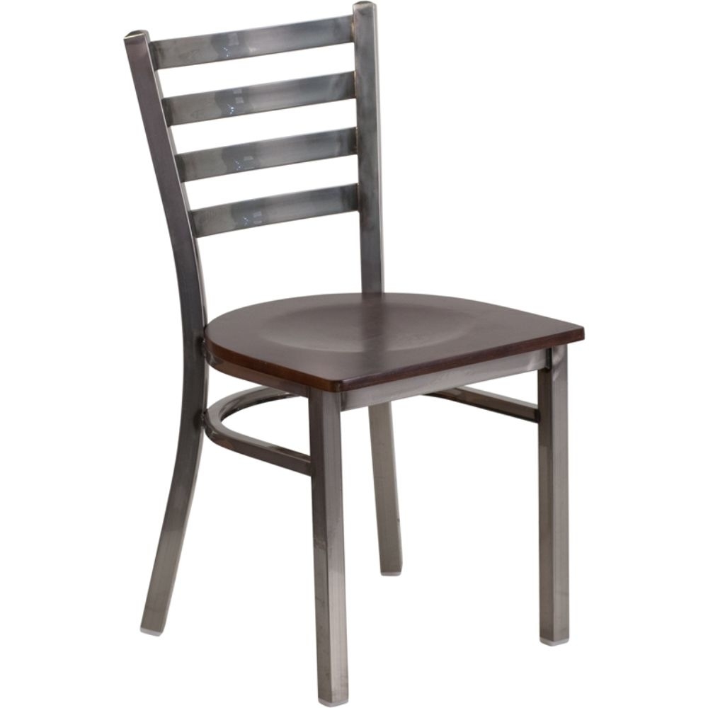 Clear Metal Restaurant Chair Clear, Walnut