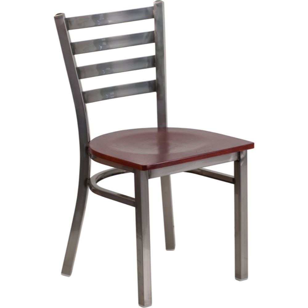 Clear Metal Restaurant Chair Clear, Mahogany