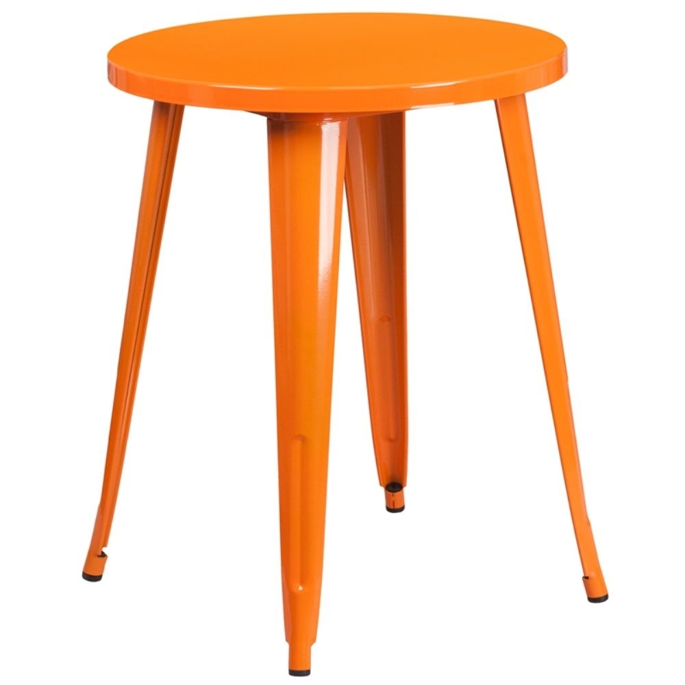 24 Round Orange Metal Indoor-Outdoor Table CH-51080-29-OR-GG