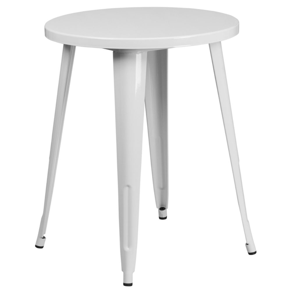 24 Round White Metal Indoor-Outdoor Table CH-51080-29-WH-GG