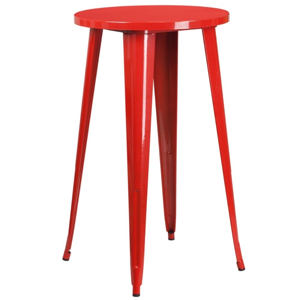 24 Round Red Metal Indoor-Outdoor Bar Height Table CH-51080-40-RED-GG