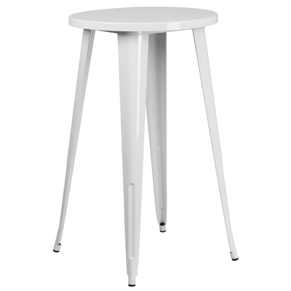 24 Round White Metal Indoor-Outdoor Bar Height Table CH-51080-40-WH-GG