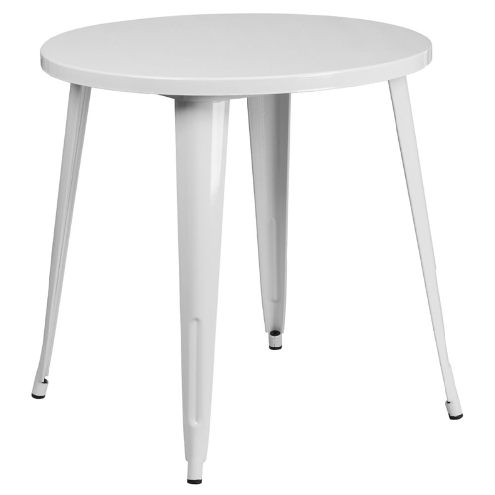 30 Round White Metal Indoor-Outdoor Table CH-51090-29-WH-GG