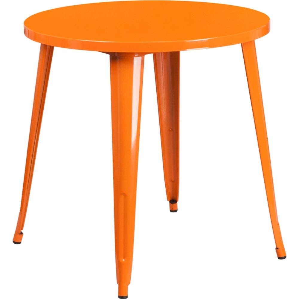 30 Round Orange Metal Indoor-Outdoor Table CH-51090-29-OR-GG