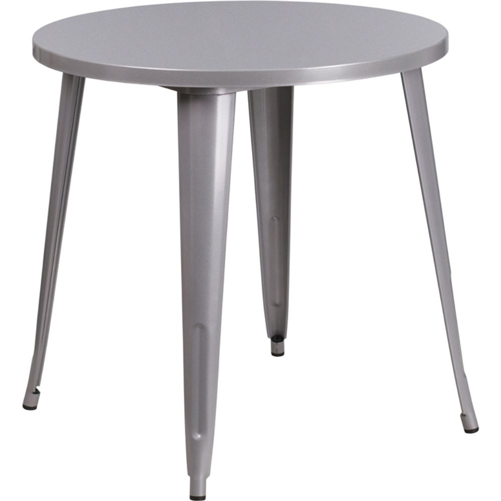 30 Round Silver Metal Indoor-Outdoor Table CH-51090-29-SIL-GG