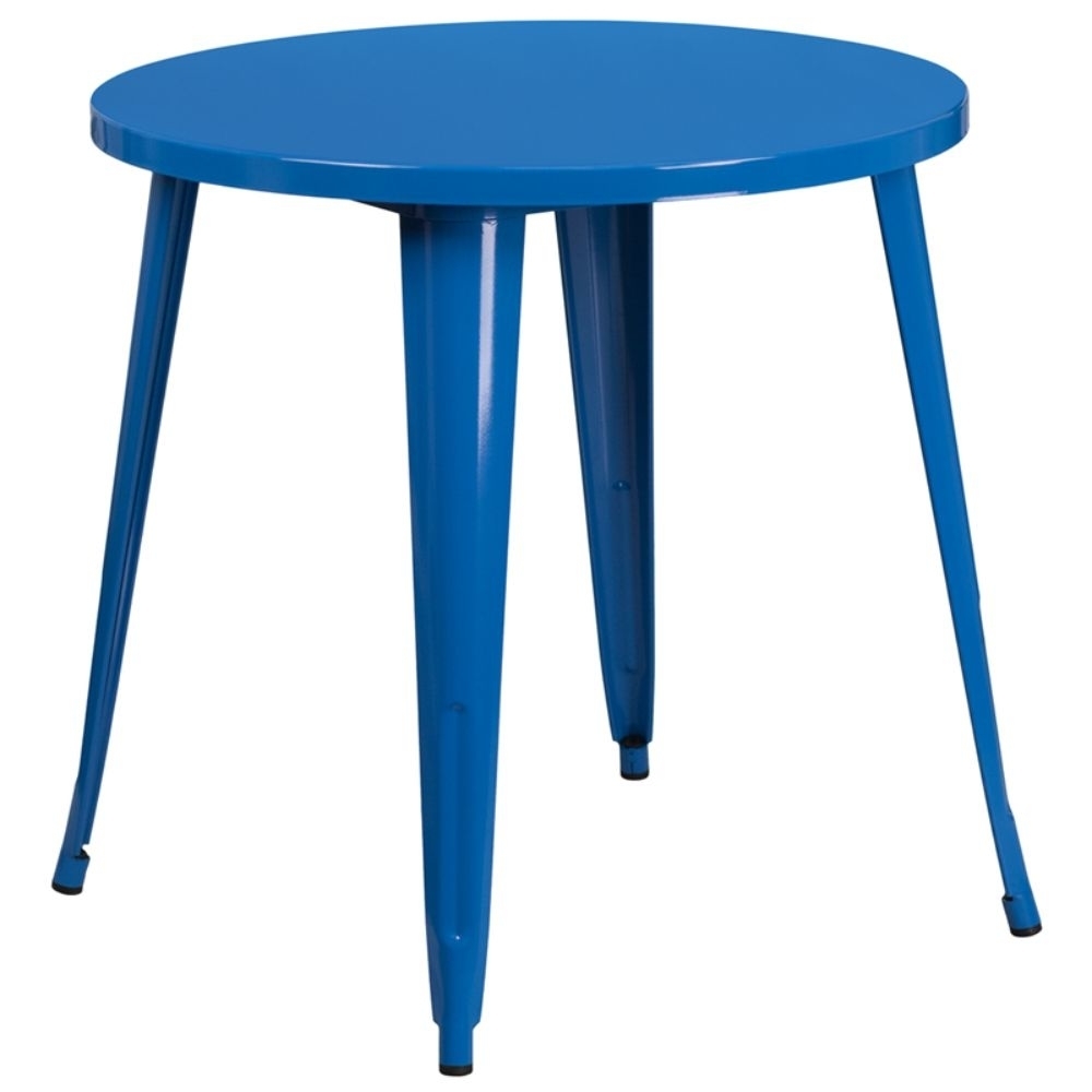 30 Round Blue Metal Indoor-Outdoor Table CH-51090-29-BL-GG