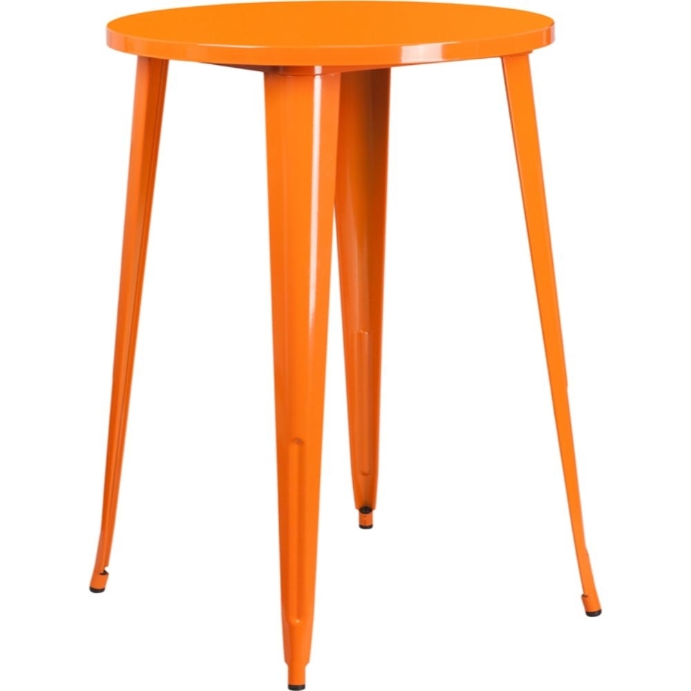 30 Round Orange Metal Indoor-Outdoor Bar Height Table CH-51090-40-OR-GG