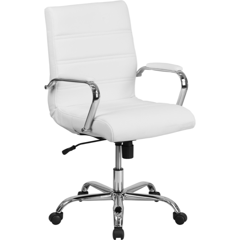 Mid-Back White Leather Chair