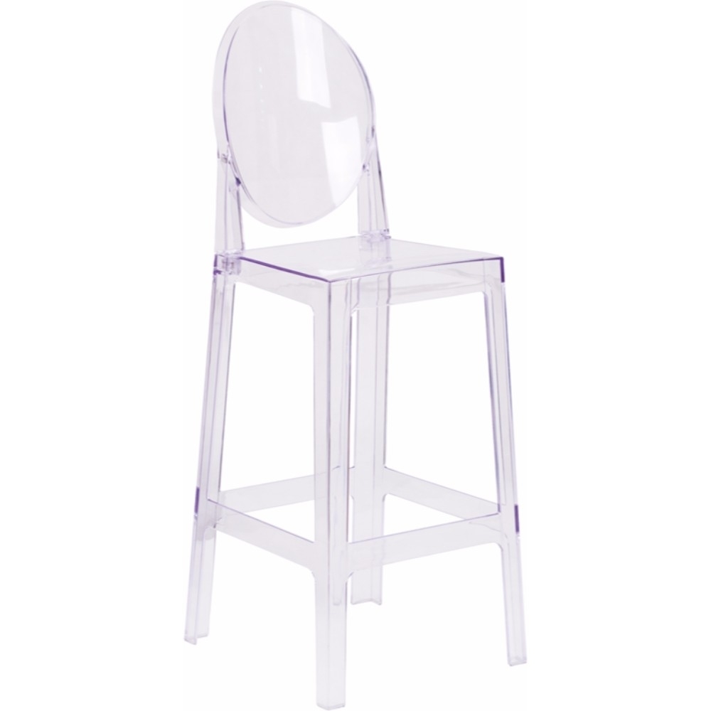 Ghost Barstool In Transparent Crystal With Oval Back OW-GHOSTBACK-29-GG