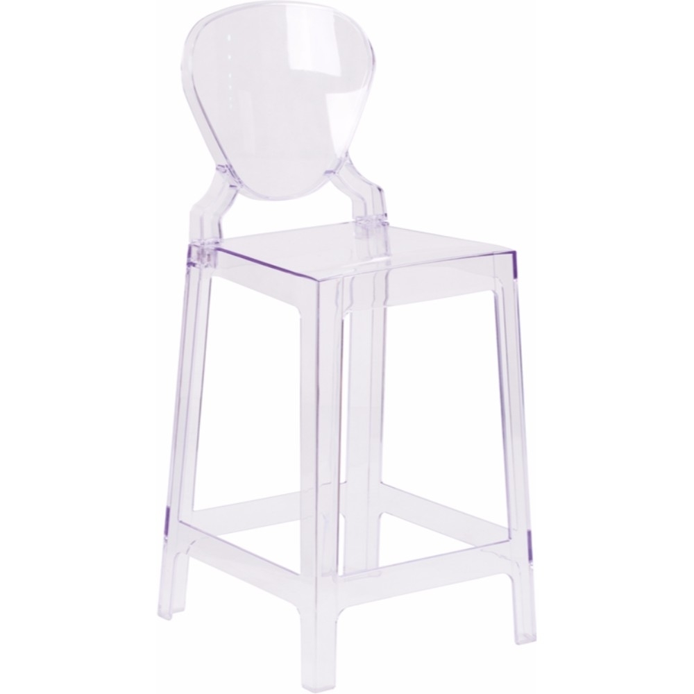 Ghost Counter Stool In Transparent Crystal With Tear Back OW-TEARBACK-24-GG
