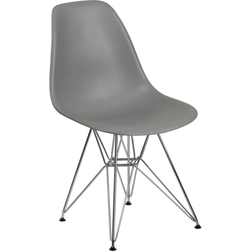 Elon Series Gray Plastic Chair With Chrome Base