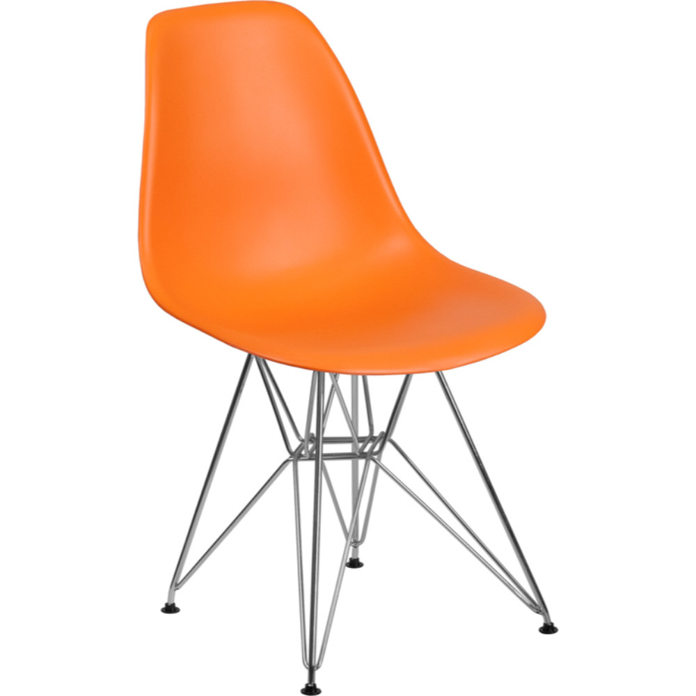 Elon Series Orange Plastic Chair With Chrome Base