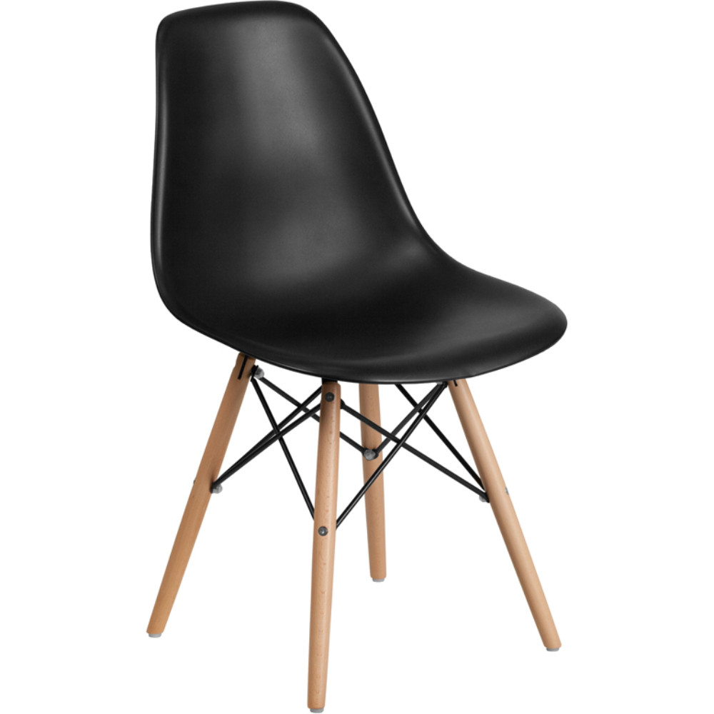 Elon Series Black Plastic Chair With Wood Base