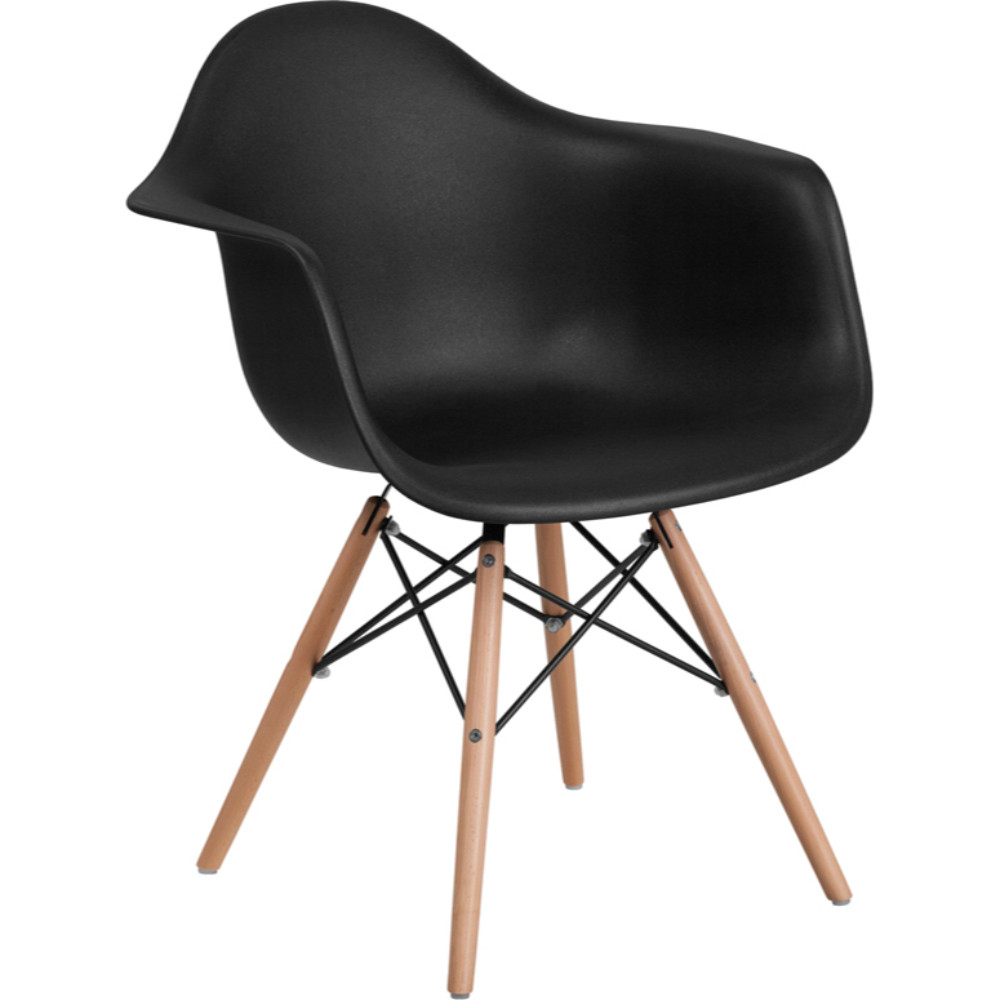Alonza Series Black Plastic Chair With Wood Base