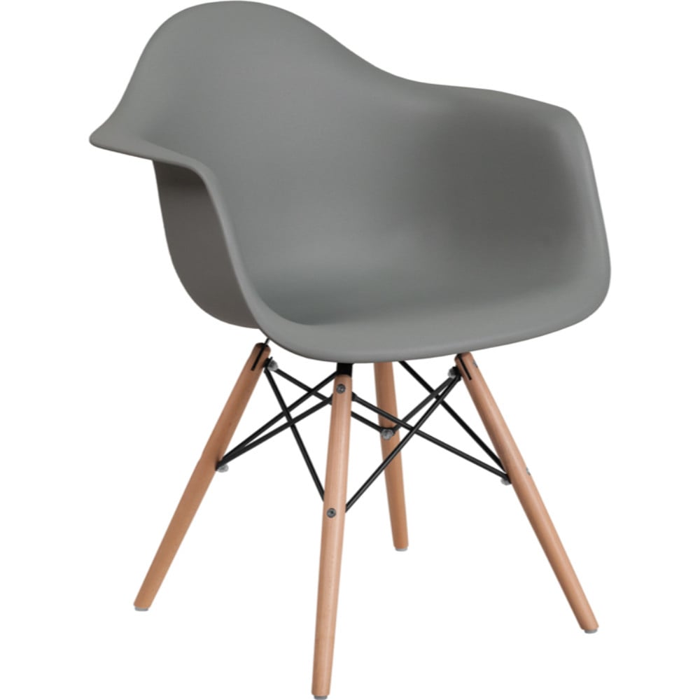 Alonza Series Gray Plastic Chair With Wood Base