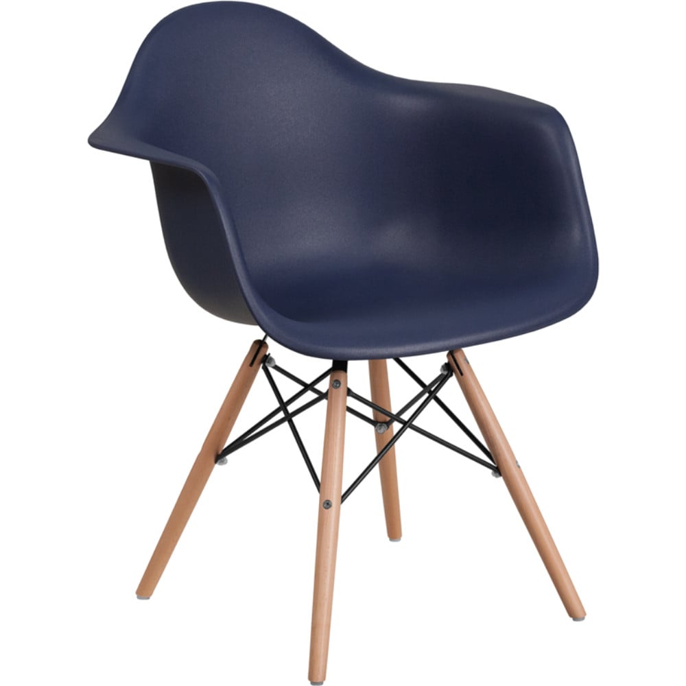 Alonza Series Navy Plastic Chair With Wood Base