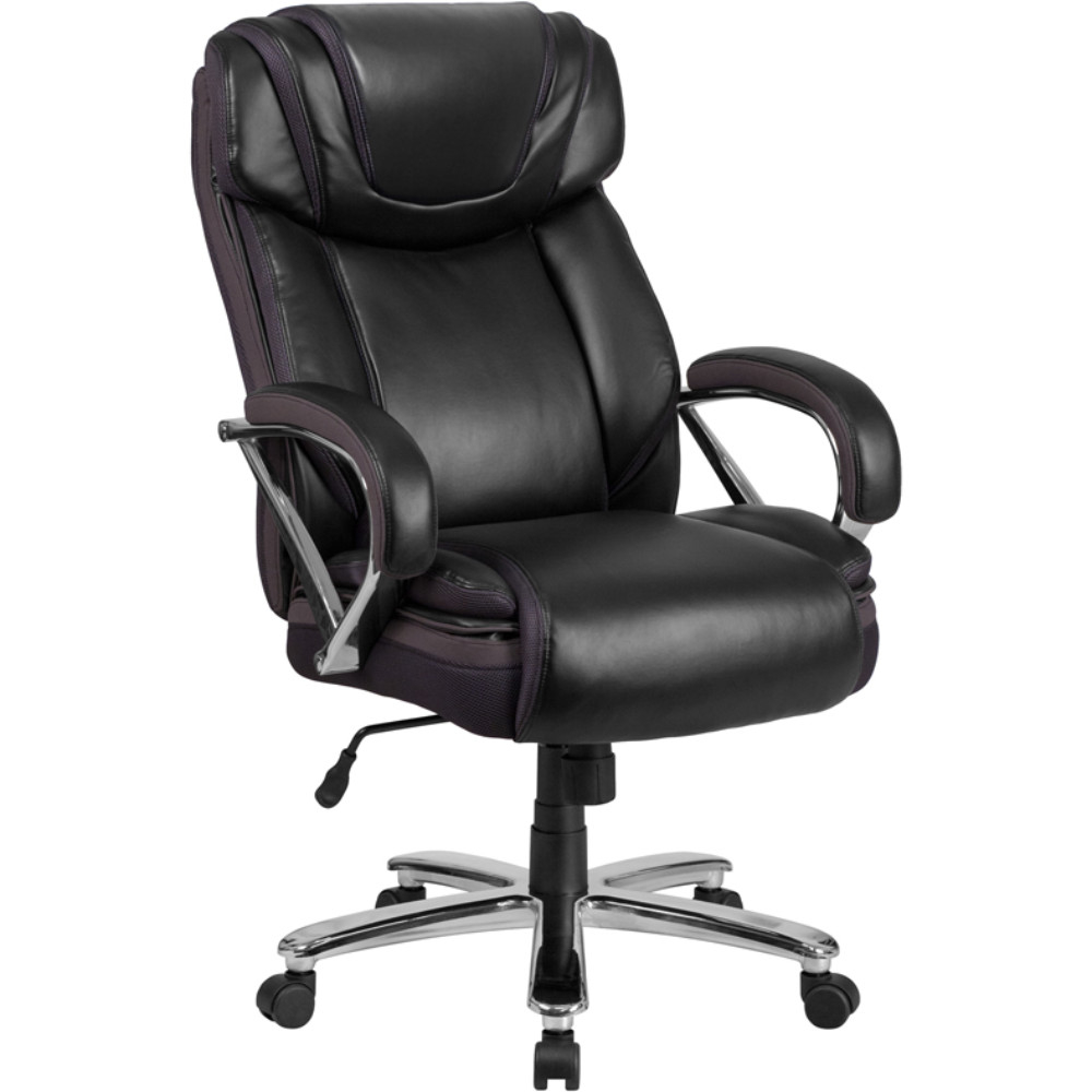 Black Leather Office Chair, FLH-GO-2092M-1-BK-GG