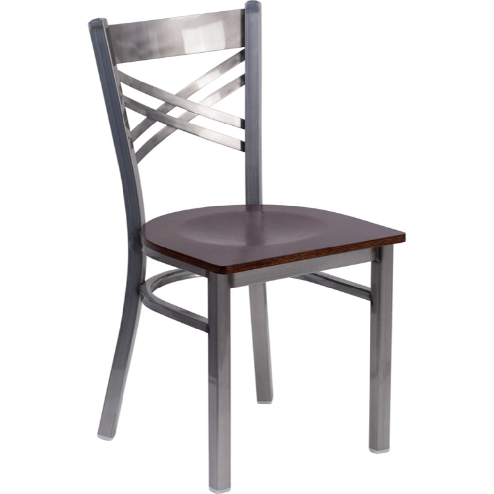 HERCULES Series Clear Coated ''X'' Back Metal Restaurant Chair, 6FOB-CLR-WALW-GG