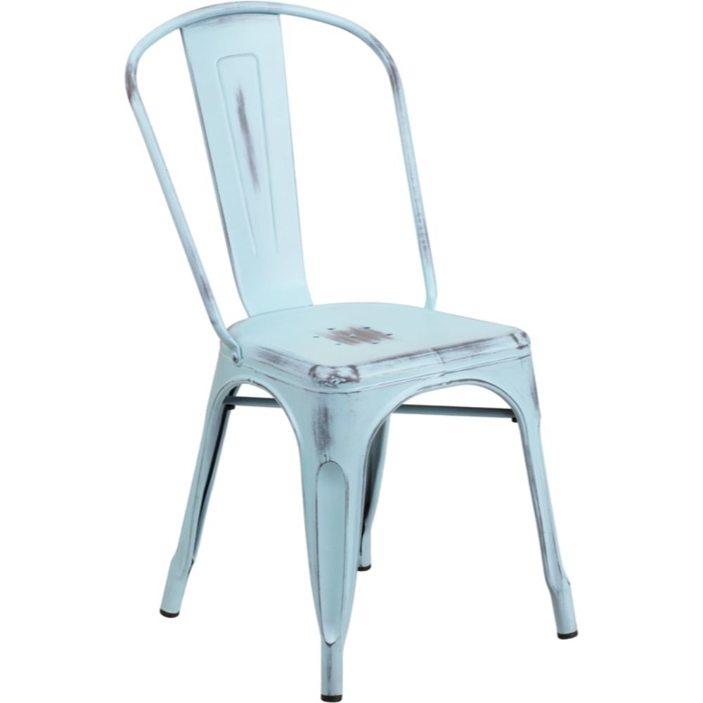Distressed Blue Metal Chair Blue