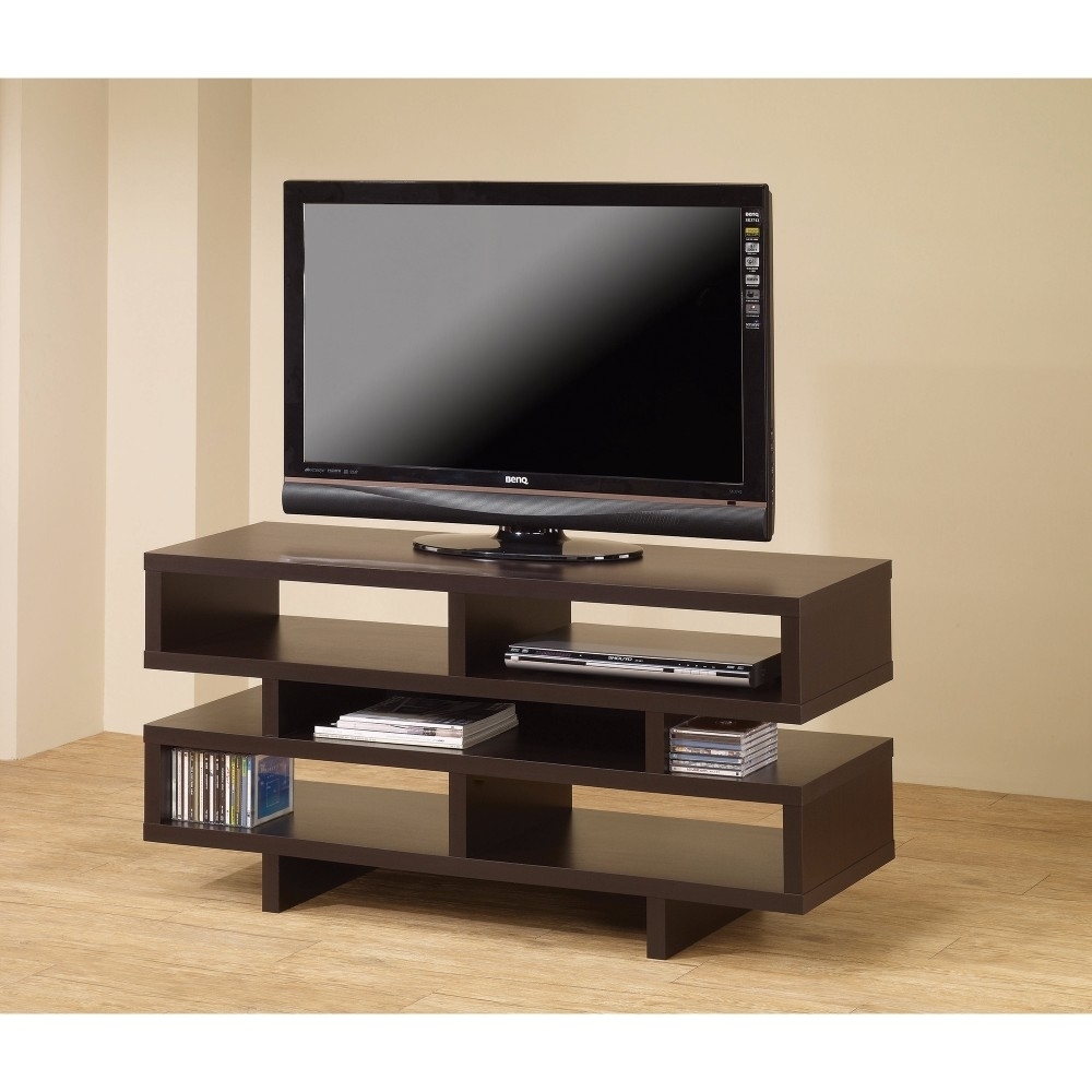 Contemporary TV Console With Open Storage, Brown- Saltoro Sherpi