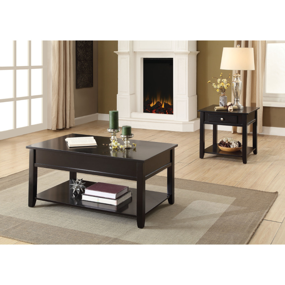 Traditional Looking Coffee Table With Lift Top, Black- Saltoro Sherpi