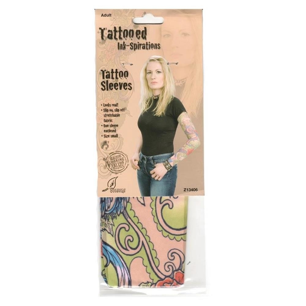 Tattooed Ink-Inspired Tattoo Sleeve Realistic Rose Floral Womens Size S Seasons