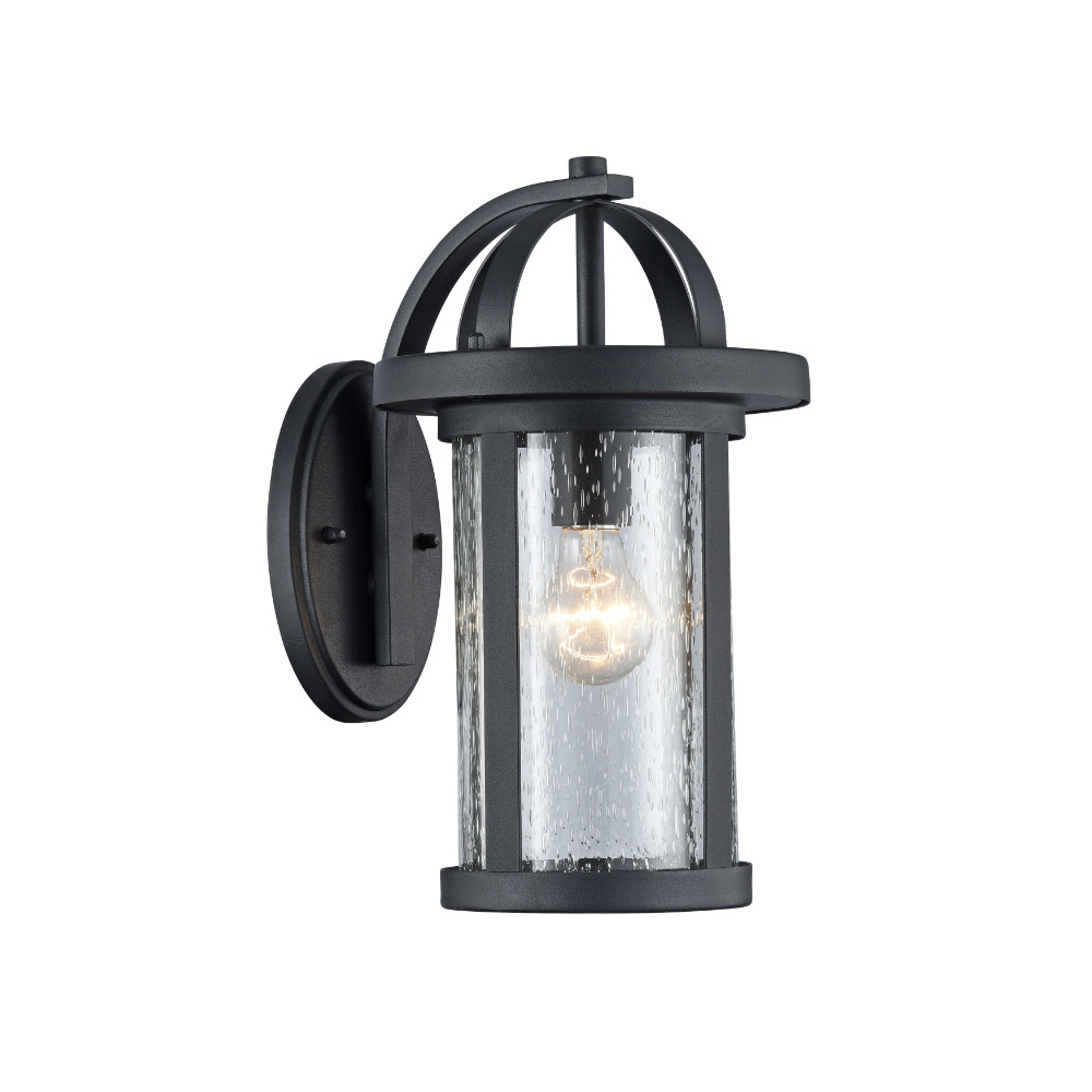 14 Inch 1 Light Glass Shade Outdoor Wall Sconce, Black