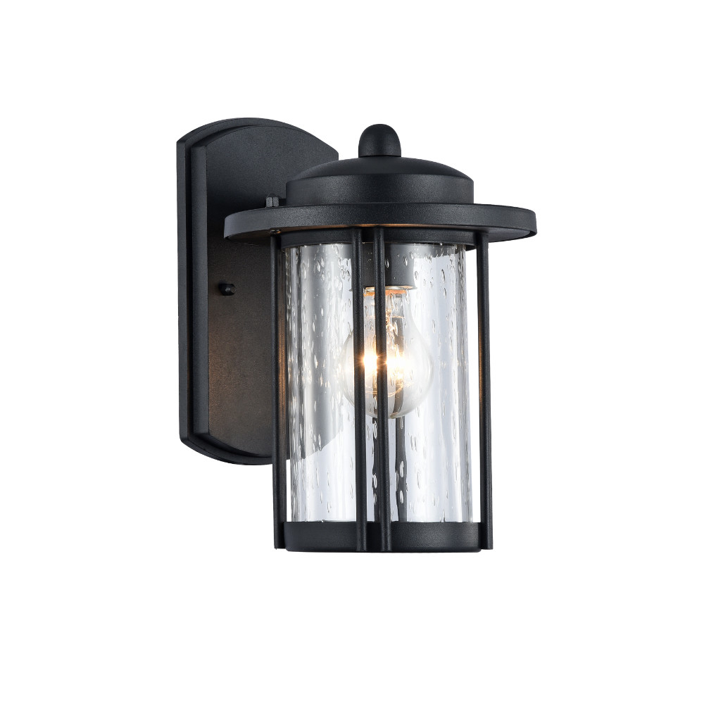 11 Inch 1 Light Glass Shade Outdoor Wall Sconce, Black