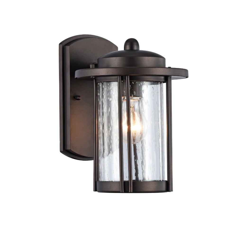 11 Inch 1 Light Glass Shade Outdoor Wall Sconce, Bronze